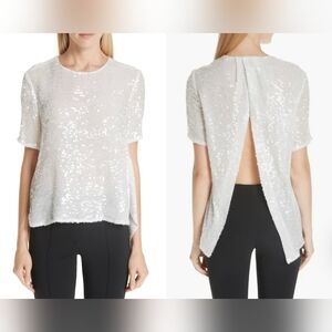 Adam Lippes Open Back Sequin Embroidered Blouse
